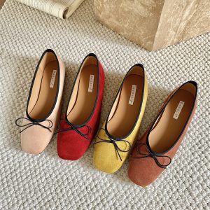2024 New Korean Retro Velvet Fairy Flat Red Shoes for Women - Gentle Dou Dou Shoes