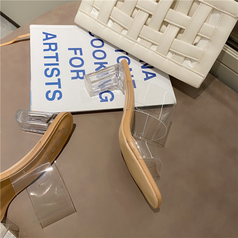 2023 Summer Trendy Transparent Strap High Heel Sandals for Women Crystal Slippers - Image 5