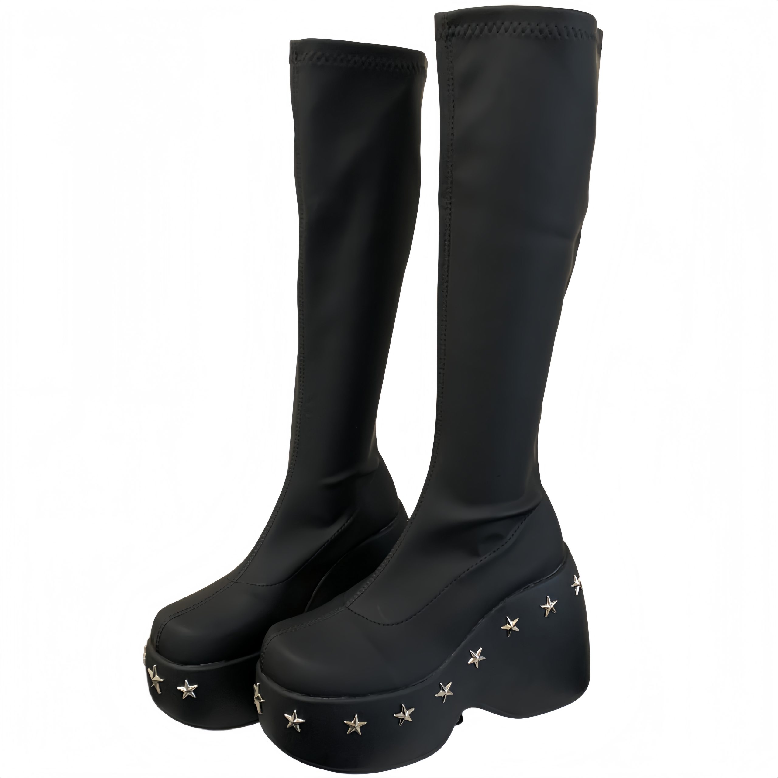 11cm Round Toe Plus Size Platform Wedge Stretch Bare Boots Simple Slip-on Four Seasons Women's Shoes Cross-border 43 - Image 5