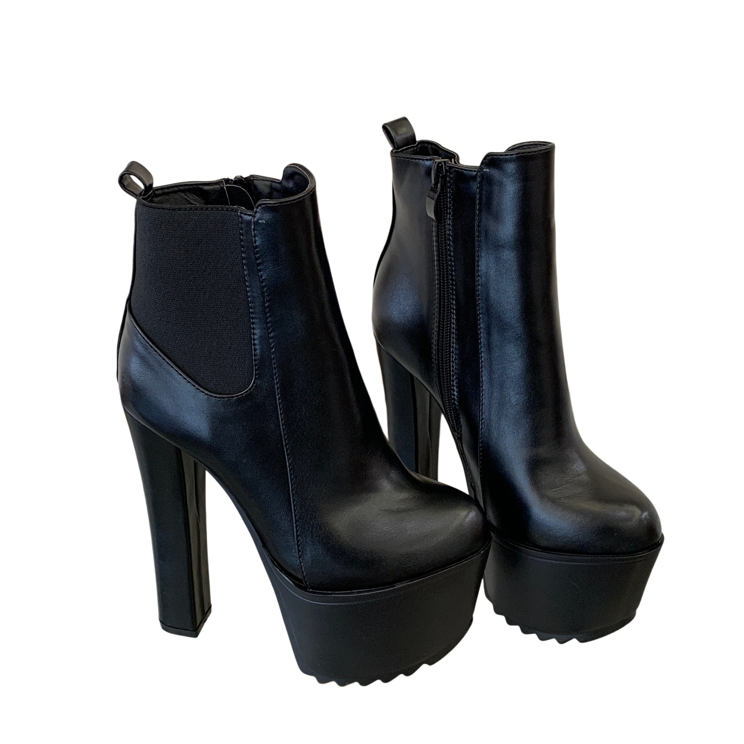 16cm High Heel Platform Ankle Boots Black Chunky Heel Chelsea Boots for Women Slimming Tall Boots - Image 5
