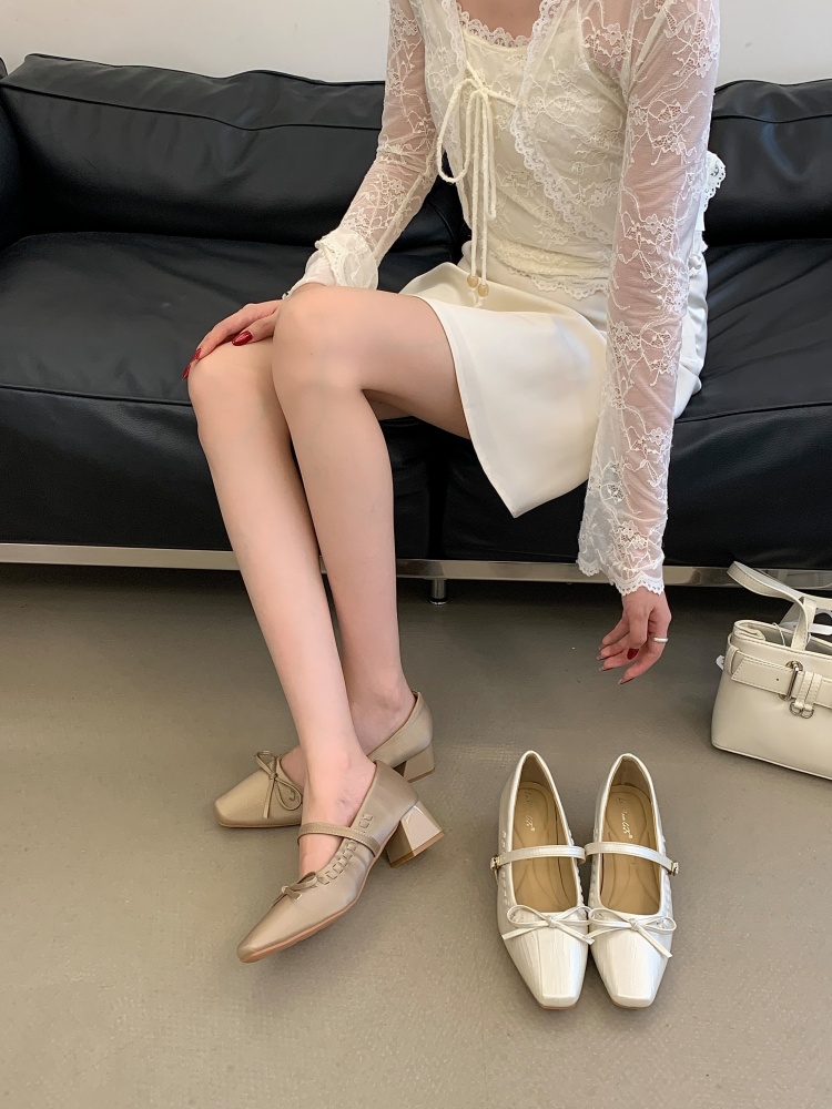 2026 New Bow One-Strap Square Toe Chunky Heel Mary Jane Shoes for Women