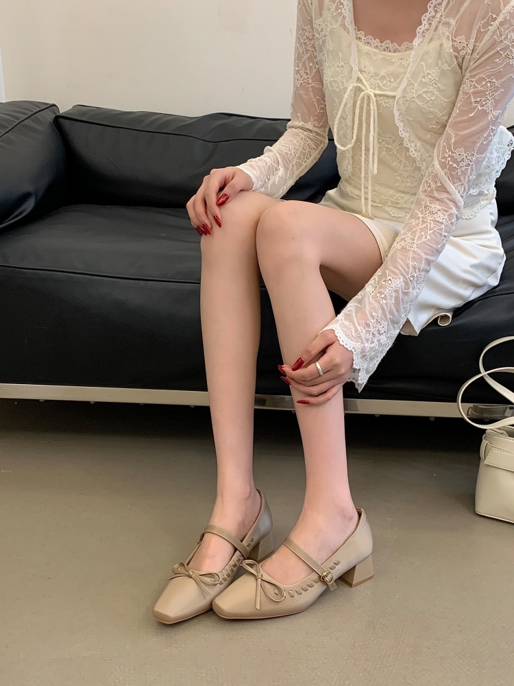 2026 New Bow One-Strap Square Toe Chunky Heel Mary Jane Shoes for Women - Image 2